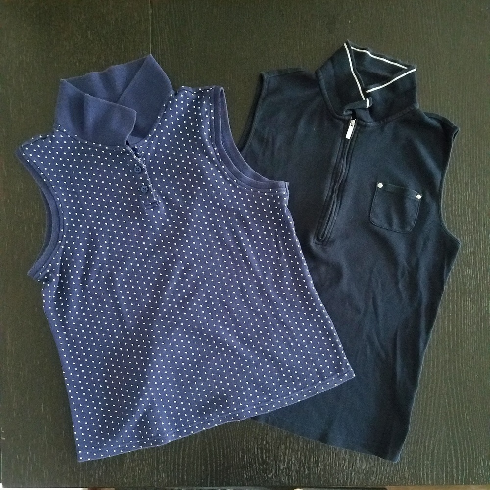Blue Sleeveless Polos